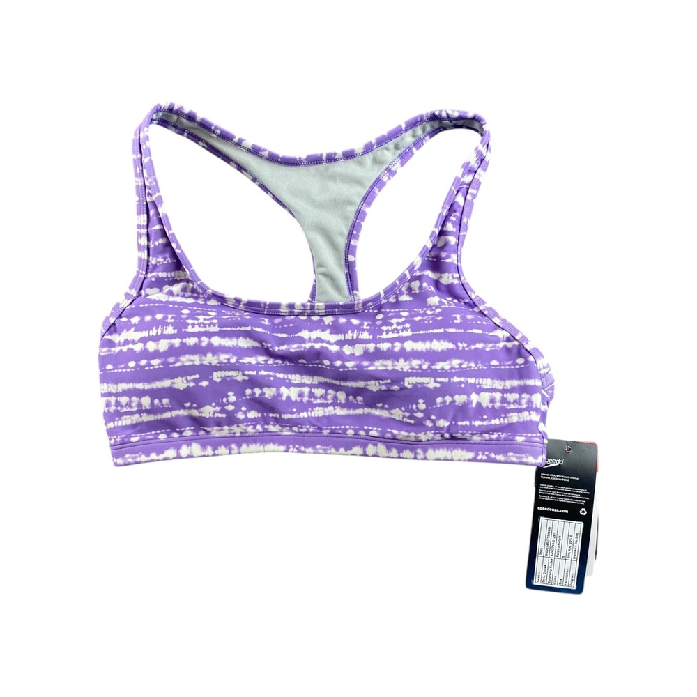 NWT Speedo Girls Paisley Purple‎ Tie Dye Sports Bra Size S